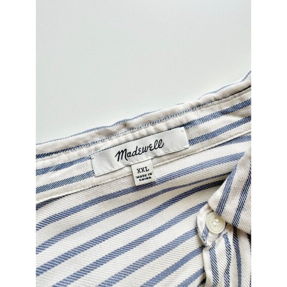 MADEWELL Central Dalton Stripe Lyocell Twill Oversized Shirt Top, Size XXL - Picture 13 of 15